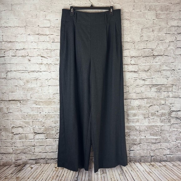 AKRIS Punto Women's Size 12 Wide Fiorina Pant Wool Flanel Slate-Tin 100% Virgin - Picture 1 of 8